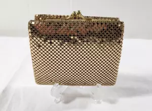 Vintage UNBRANDED gold glomesh purse / wallet - coin, card and notes sections - Picture 1 of 12