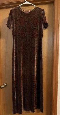 Vestido de Terciopelo AGB Byer California Rojo Dorado Talla 10 Floral Brillante Fecha Noche Foto 1 de 4