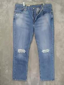Levis 511 Jeans Mens 38x30 Blue Denim Slim Fit Distressed Stretch Medium Wash - Picture 1 of 9