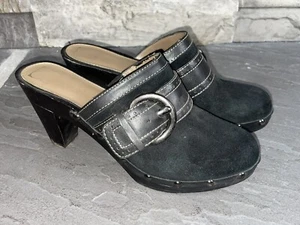 Liz Claiborne Women Beatty Black Suede Clog Mules Size 6.5 - Picture 1 of 8
