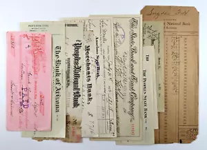 Lotto 9 assegni bancari antichi misti Stati occidentali e meridionali anni 1880-30 - Foto 1 di 9