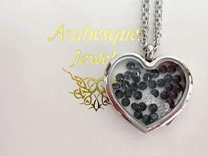 ARABESQUES CHARM POTS Black Diamond living memory/floating pendant/locket Silver - Picture 1 of 4