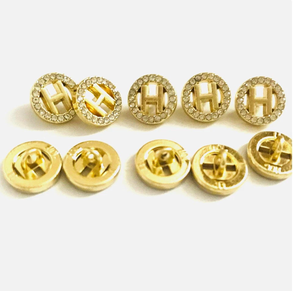 10 Gold Hermes Buttons Crystal Gold CHIC 11 -12 mm MINT! No tarnish Hermes Paris - Image 1 of 4