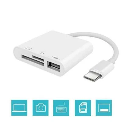 USB C 3 in 1 Hub Converter Type-C Adapter SD Card Reader For MacBook Pro Phone - Image 1 of 4