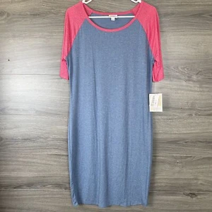 Vestido LuLaRoe Julia para mujer talla grande dos tonos rosa azul - Imagen 1 de 7