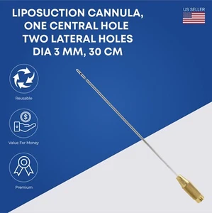 Liposuction Cannulas 1 Center & 2 Lateral Hole 3mm Dia German Grade - Picture 1 of 2
