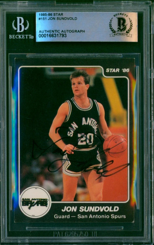 1985-86 Star JON SUNDVOLD Signed Card #151 Slabbed Auto San Antonio Spurs SP BAS - Image 1 of 2