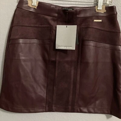 Marc New York By Andrew Marc Zinfandel Dark Brown Vegan Suede Skirt NWT Sz S - Image 1 of 4