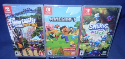 Switch NEW; Roller Coaster Tycoon Adven., Minecraft, The Smurfs: Mission Vileaf - Image 1 of 4