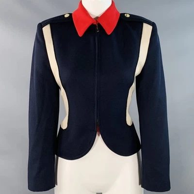 Chaqueta charreteras EMPORIO ARMANI talla 2 azul marino crema roja lana sarga color bloque Foto 1 de 4