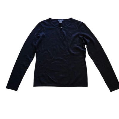 Brooks Brothers Merino Wool Sweater Lightweight Navy Blue Womens Medium  - Image 1 of 4