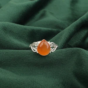 Elegante banda de piedras preciosas de cornalina de plata esterlina 925 nuevo anillo joyería EE. UU. todos los tamaños - Imagen 1 de 6