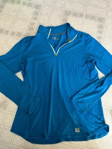 Carhartt 1/2 Zip Pullover Lightweight Turquoise Women’s large 12-14 - Picture 1 of 4