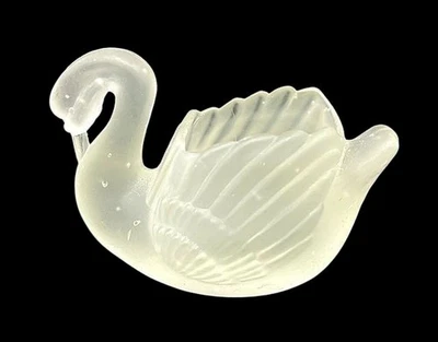Vintage Frosted Glass Swan Votive Candle Holder Trinket Dish Toothpick Holder M1 - Image 1 of 4