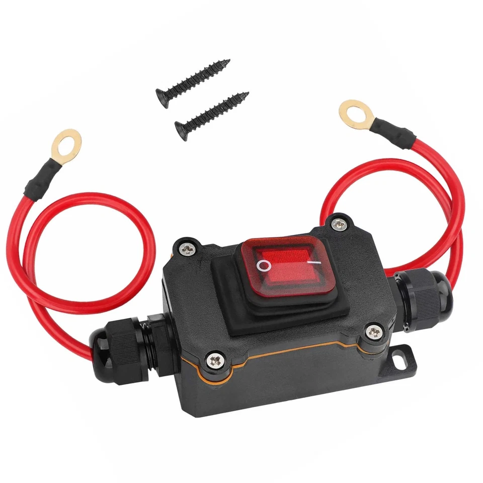 10.2in on each end 10AWG Inline Copper Wire DC 12-24V IP67 PA66 On/Off Switch - Image 1 of 4