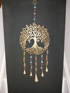 HANDMADE HANGING TREE OF LIFE WITH BELLS & COLOURED BEADS FROM INDIA - Picture 1 of 15