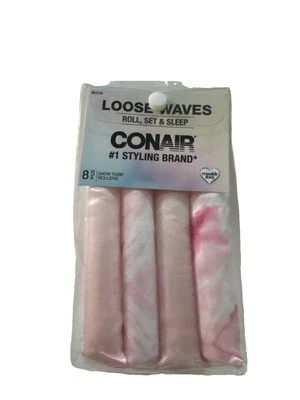 Conair Satin Tube Hair Rollers 6” Loose Waves Pink – Set of 8 - Image 1 of 2