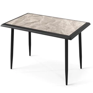 44" Rectangular Kitchen Table w/ Metal Frame Faux Marble Tabletop Dining Table - Picture 1 of 11
