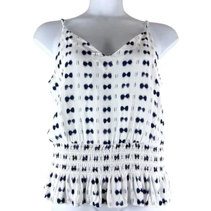 Camiseta sin mangas Ann Taylor talla grande blanca azul correas ajustables estilo peplum - Imagen 1 de 4
