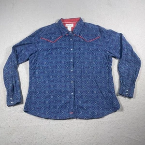 Wrangler Blues Damen Western Shirt XXL Pearl Snap Rodeo Blue Diamond Print - Bild 1 von 10