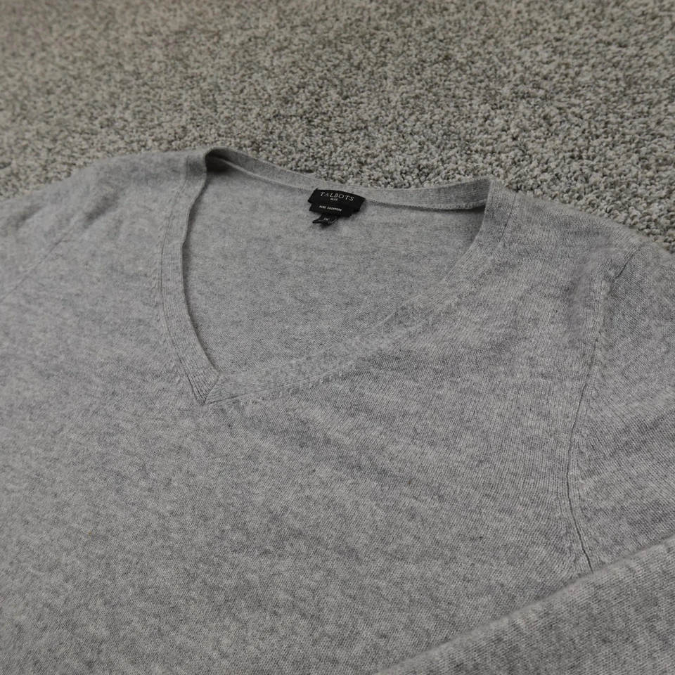 Suéter Talbots Para Mujer 1X Gris Cachemira Cuello en V Pullover Acogedor Plus Manga Larga Foto 1 de 4