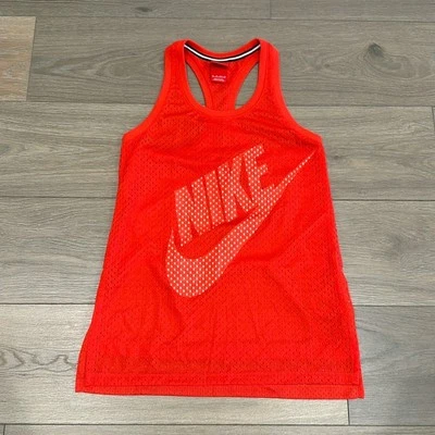 Camiseta sin mangas NIKE roja carmesí claro superposición de malla activa gimnasio correr entrenamiento talla XS Foto 1 de 4