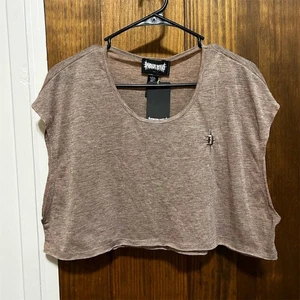 Dolls Kill Darker Wavs Crossfade Cropped Oversized Tee - Brown Women's M - NWT - Picture 1 of 7