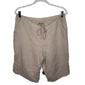 FLAX Shorts S Bermuda Flat Front 100% Linen Pockets Lagenlook Natural Fibers - Picture 1 of 8