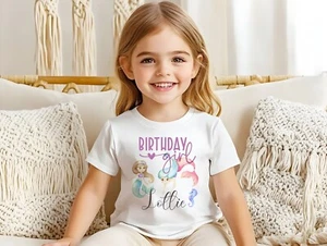 Personalised mermaid design Kids T-shirt, unique toddler top tees, kids clothes - Picture 1 of 3