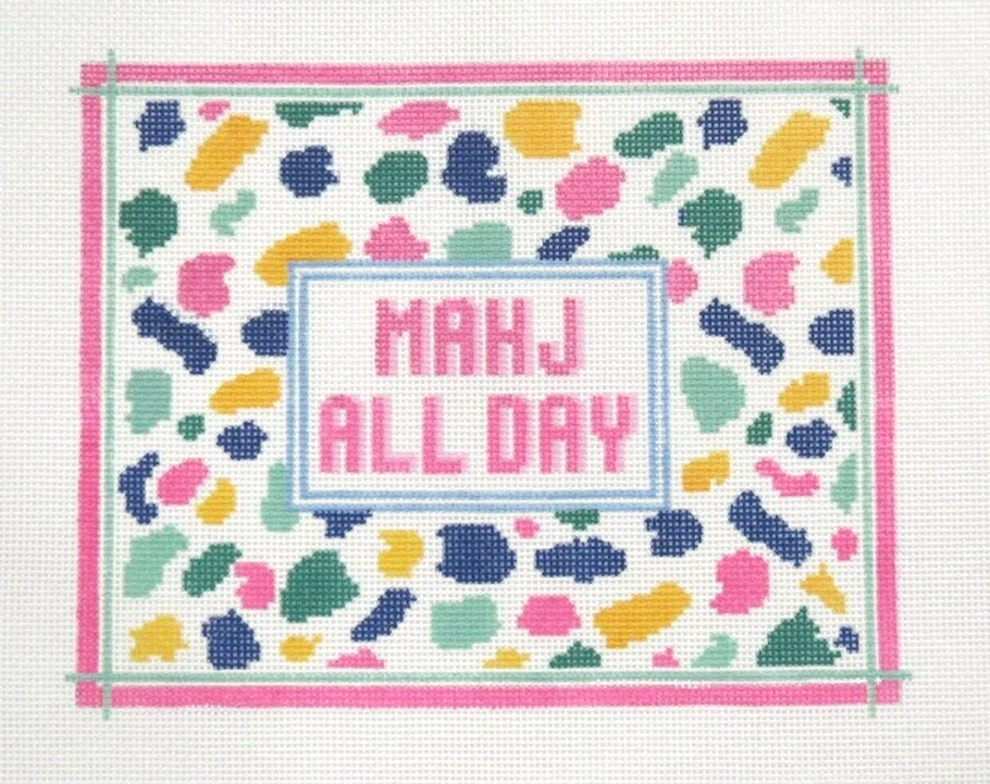 KCN / KCD MAHJ All Day Mah Jongg Bag Handpainted Needlepoint Canvas 13 ct - Image 1 of 1