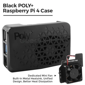 Black POLY+ Raspberry Pi 4 Case (Come with heatsink and PWM controllable Fan) - Picture 1 of 12