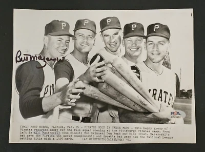 Rare 1961 BILL MAZEROSKI Signed Original Press Photo-HOF-PITTSBURGH PIRATES-PSA - Image 1 of 4