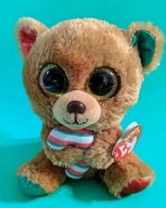 Ty Beanie Boos Bella the Bear w/ Glitter Eyes 6" Beanbag Plush Toy Christmas NWT - Picture 1 of 12