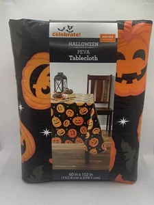 Way To Celebrate Halloween Pumpkin PEVA Tablecloth 60x102 Rectangle NEW - Picture 1 of 6
