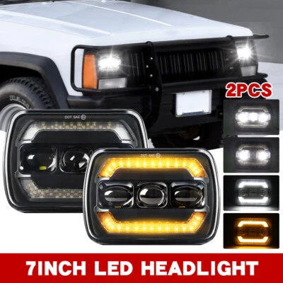 E-geprüft 7X6 Zoll LED Scheinwerfer DRL für Jeep Cherokee XJ YJ Chevy TOYOTA GMC - Bild 1 von 4