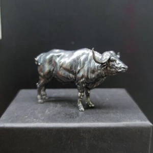 Pure Bronze Solid Black African Buffalo Statue Model Decorations - Picture 1 of 5
