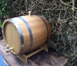 Nuevos barriles de roble macizo, para licores envejecidos, vino, whisky, 20 L, medio carbonizado en el interior - Imagen 1 de 6
