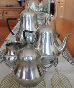 RIO Tiel Holland Pewter Coffee Tea Set: Coffee Pot, Tea pot,milk Jug, Sugar Bowl - Picture 1 of 10