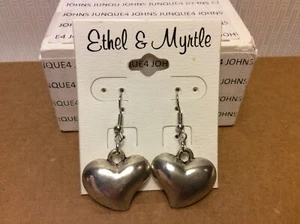 HEART DANGLING EARRINGS ETHEL & MYRTLE New on Card Pierced GREAT PRICE - Picture 1 of 2