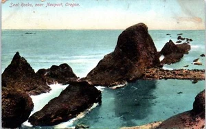 Lote de 2 Postales Newport Oregon Saludos desde OR Ocean Seal Rocks Surf Coast - Imagen 1 de 4
