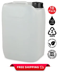10x 10L LITROS PLÁSTICO GASOLINA COMBUSTIBLE CONTENEDOR AGUA TAMBOR JERRYCAN JERRICAN - Imagen 1 de 3