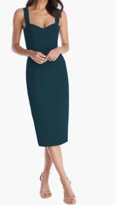 DRESS THE POPLULATION PINE GREEN NICOLE SWEETHEART NECK COCKTAIL SHEATH DRESS M - Image 1 of 4