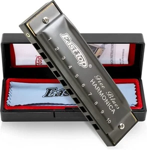 EASTTOP Harmonica Diatonic Blues Harmonica Set Key of C 10Holes Mouth Organ Gift - Picture 1 of 26