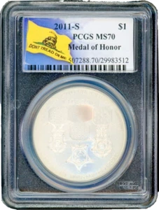 2011 S MEDAL OF HONOR COMMEMORATIVE $1 PCGS MS70 Cert. 29983512 - Picture 1 of 2