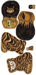 Rare! Vintage Lion Tiger Cut N Sew Craft Fabric Panel Jungle Zoo Toy Doll Pillow - Picture 1 of 11