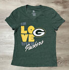 Green Bay In Love With Packers Nfl Vneck Tshirt Womens Medium M 10/12 Green