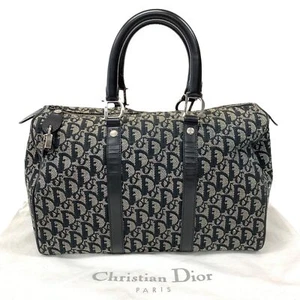 Christian Dior Trotter Boston Bag Canvas Black Authentic 68 - Picture 1 of 24