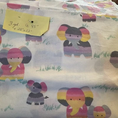 Tecido de algodão arco-íris patifes elefantes Hoffman California 3 jardas x 44" berçário - Imagem 1 de 4