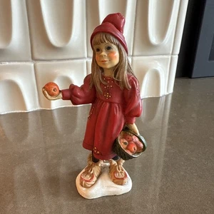 Candy Designs Norway Girl in Red Dress Basket Apples Carl Larsson Collection - Bild 1 von 4