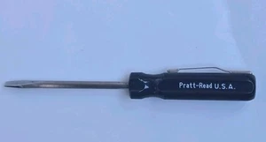 Vintage Pratt-Read USA #236-2140 Slotted Flat Pocket Clip Screwdriver 4" Black - Picture 1 of 3